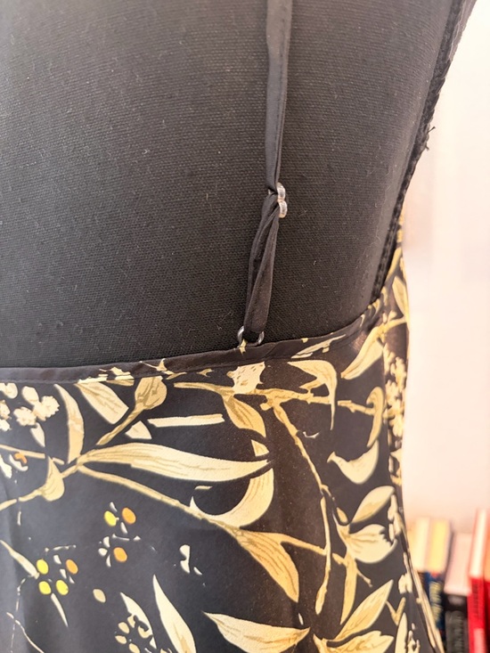 Black Floral Slip Dress with Gold & Ivory Accents - Picture 3 of 3